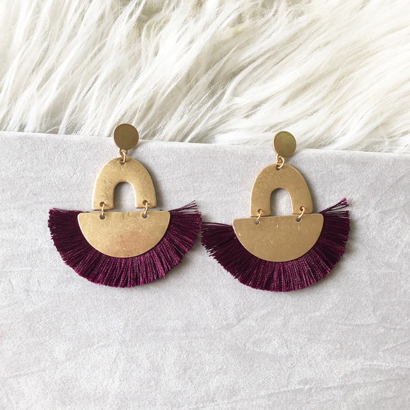 Jewelry - Handmade burgundy statement earrings. Jewelry - Handmade burgundy statement earrings.